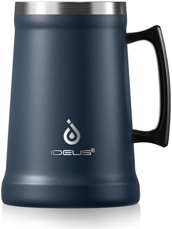 Ideus Insulated Beer Stein - 24oz Double Walled Stainless Steel Mug for Cold Drinks - Perfect for Parties and Outdoor Ga