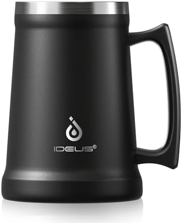 Ideus Insulated Beer Stein - 24oz Double Walled Stainless Steel Mug for Cold Drinks - Perfect for Parties and Outdoor Ga