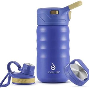 IDEUS Vacuum Insulated Water Bottle 12 oz - Stainless Steel, Kids Friendly, Leak Proof, BPA-Free, Purple - Ideal for Sch