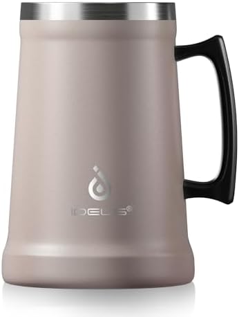 Ideus Insulated Beer Stein - 24oz Double Walled Stainless Steel Mug for Cold Drinks - Perfect for Parties and Outdoor Ga