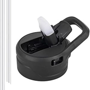 IDEUS Replacement Straw Lid with Carrying Handle - BPA Free for Wide Mouth Insulated Sports Water Bottles (12-64 oz) - I