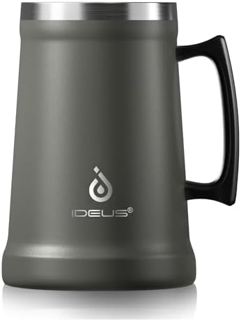 Ideus Insulated Beer Stein - 24oz Double Walled Stainless Steel Mug for Cold Drinks - Perfect for Parties and Outdoor Ga