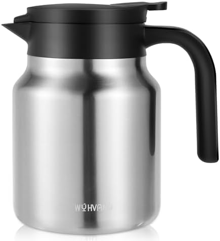 Stainless Steel 27Oz Thermal Coffee Carafe - Insulated, Dustproof, Perfect for Home/Party Use, Keeps Hot/Cold, Silver Fi