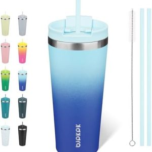 BJPKPK 22oz Insulated Tumbler | Stainless Steel Travel Coffee Mug with Lid & Straw | Eco-Friendly Reusable Thermal Cup f