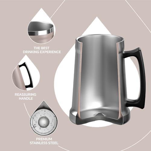 Ideus Insulated Beer Stein - 24oz Double Walled Stainless Steel Mug for Cold Drinks - Perfect for Parties and Outdoor Ga