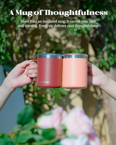 Insulated Coffee Mug - 12oz Stainless Steel Travel Cup with Two Lids, Double Wall Vacuum Insulation for Home, Office & O