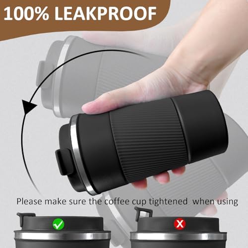 Insulated Stainless Steel Travel Coffee Mug 17oz | 4 Pack Reusable Thermal Cup with Lid | Perfect for Hot & Iced Drinks