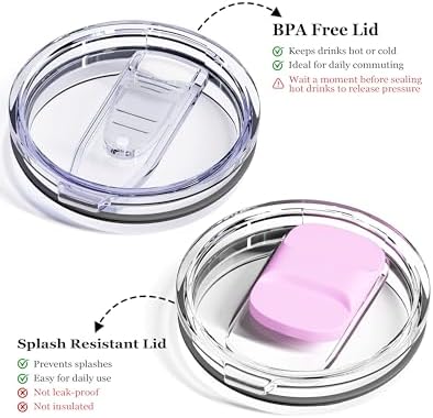 Insulated Coffee Mug - 12oz Stainless Steel Travel Cup with Two Lids, Double Wall Vacuum Insulation for Home, Office & O