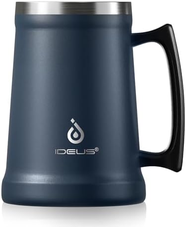 Ideus Insulated Beer Stein - 24oz Double Walled Stainless Steel Mug for Cold Drinks - Perfect for Parties and Outdoor Ga