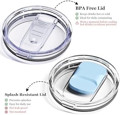 Insulated Coffee Mug - 12oz Stainless Steel Travel Cup with Two Lids, Double Wall Vacuum Insulation for Home, Office & O