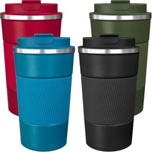 Insulated Stainless Steel Travel Coffee Mug 17oz | 4 Pack Reusable Thermal Cup with Lid | Perfect for Hot & Iced Drinks