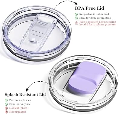 Insulated Coffee Mug - 12oz Stainless Steel Travel Cup with Two Lids, Double Wall Vacuum Insulation for Home, Office & O