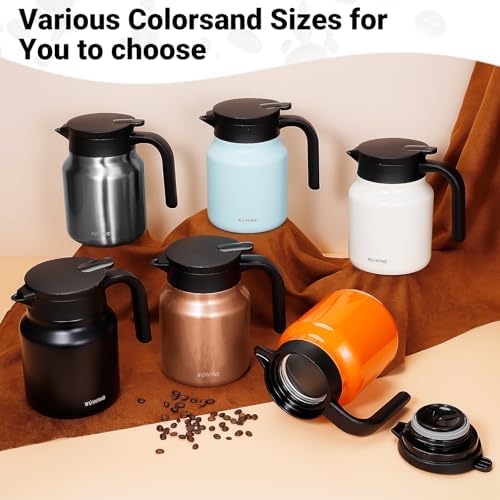 Stainless Steel 27Oz Thermal Coffee Carafe - Insulated, Dustproof, Perfect for Home/Party Use, Keeps Hot/Cold, Silver Fi