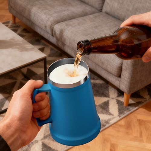 Ideus Insulated Beer Stein - 24oz Double Walled Stainless Steel Mug for Cold Drinks - Perfect for Parties and Outdoor Ga