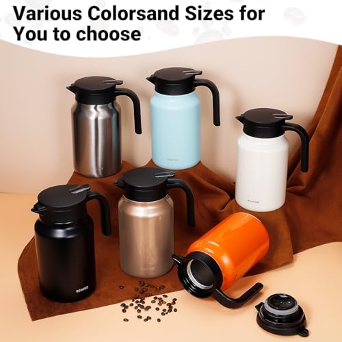 Stainless Steel 27Oz Thermal Coffee Carafe - Insulated, Dustproof, Perfect for Home/Party Use, Keeps Hot/Cold, Silver Fi