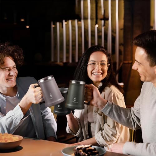 Ideus Insulated Beer Stein - 24oz Double Walled Stainless Steel Mug for Cold Drinks - Perfect for Parties and Outdoor Ga