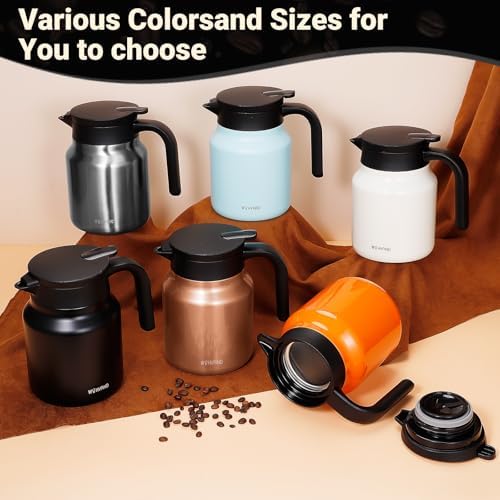 Stainless Steel 27Oz Thermal Coffee Carafe - Insulated, Dustproof, Perfect for Home/Party Use, Keeps Hot/Cold, Silver Fi