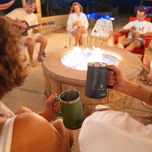 Ideus Insulated Beer Stein - 24oz Double Walled Stainless Steel Mug for Cold Drinks - Perfect for Parties and Outdoor Ga