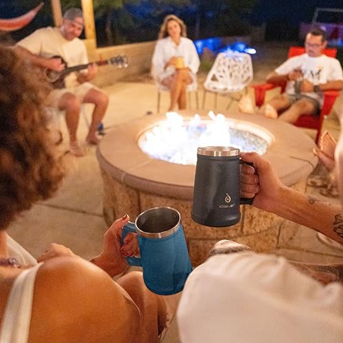 Ideus Insulated Beer Stein - 24oz Double Walled Stainless Steel Mug for Cold Drinks - Perfect for Parties and Outdoor Ga