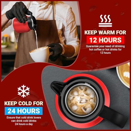 Stainless Steel 27Oz Thermal Coffee Carafe - Insulated, Dustproof, Perfect for Home/Party Use, Keeps Hot/Cold, Silver Fi