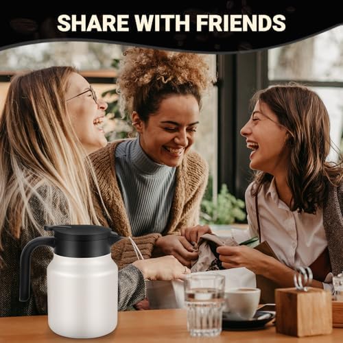 Stainless Steel 27Oz Thermal Coffee Carafe - Insulated, Dustproof, Perfect for Home/Party Use, Keeps Hot/Cold, Silver Fi