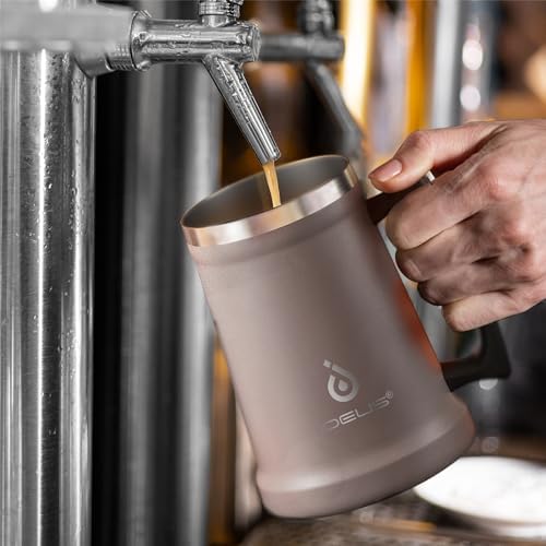 Ideus Insulated Beer Stein - 24oz Double Walled Stainless Steel Mug for Cold Drinks - Perfect for Parties and Outdoor Ga