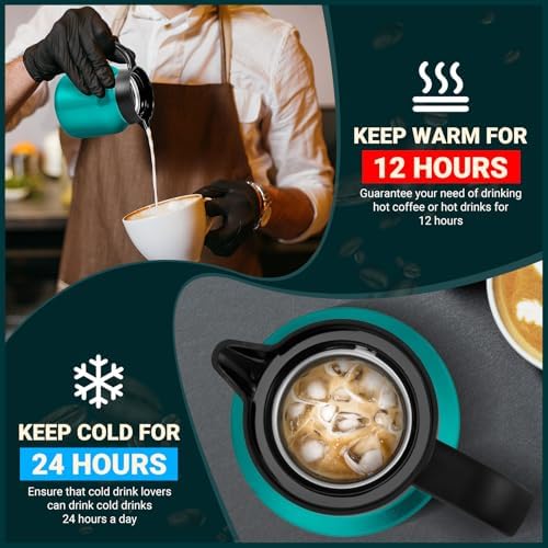 Stainless Steel 27Oz Thermal Coffee Carafe - Insulated, Dustproof, Perfect for Home/Party Use, Keeps Hot/Cold, Silver Fi