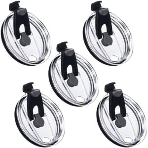 5 Pack Black Replacement Lids for 20 oz Tumblers | Travel Spill Proof Lid Covers with Slider Switch | Straw Friendly for