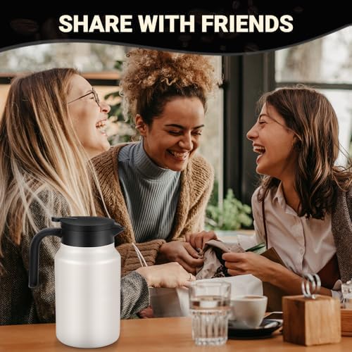 Stainless Steel 27Oz Thermal Coffee Carafe - Insulated, Dustproof, Perfect for Home/Party Use, Keeps Hot/Cold, Silver Fi