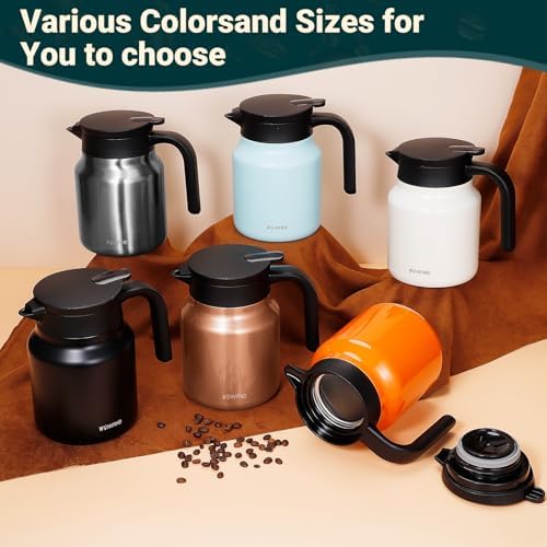 Stainless Steel 27Oz Thermal Coffee Carafe - Insulated, Dustproof, Perfect for Home/Party Use, Keeps Hot/Cold, Silver Fi