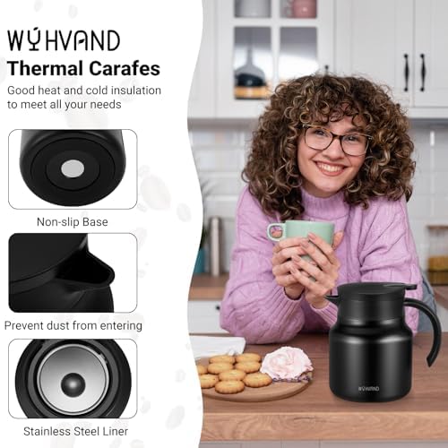 Stainless Steel 27Oz Thermal Coffee Carafe - Insulated, Dustproof, Perfect for Home/Party Use, Keeps Hot/Cold, Silver Fi