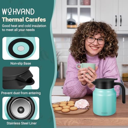 Stainless Steel 27Oz Thermal Coffee Carafe - Insulated, Dustproof, Perfect for Home/Party Use, Keeps Hot/Cold, Silver Fi