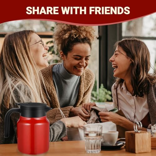 Stainless Steel 27Oz Thermal Coffee Carafe - Insulated, Dustproof, Perfect for Home/Party Use, Keeps Hot/Cold, Silver Fi