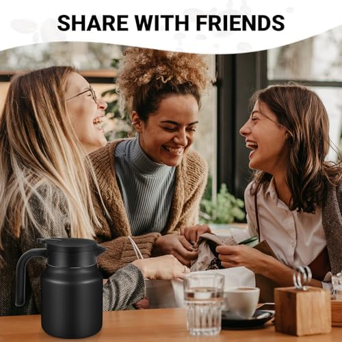 Stainless Steel 27Oz Thermal Coffee Carafe - Insulated, Dustproof, Perfect for Home/Party Use, Keeps Hot/Cold, Silver Fi