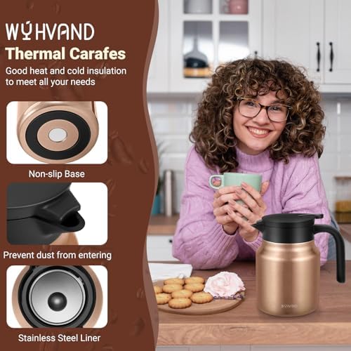 Stainless Steel 27Oz Thermal Coffee Carafe - Insulated, Dustproof, Perfect for Home/Party Use, Keeps Hot/Cold, Silver Fi