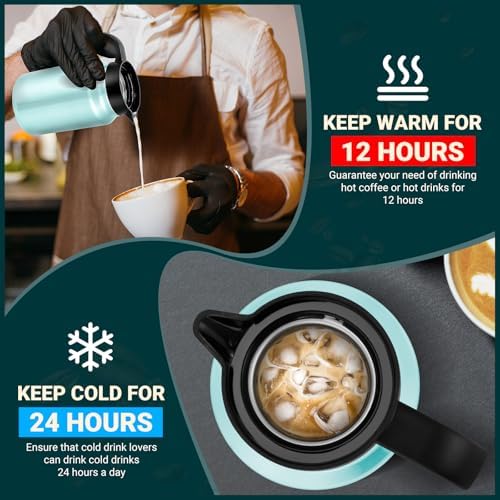 Stainless Steel 27Oz Thermal Coffee Carafe - Insulated, Dustproof, Perfect for Home/Party Use, Keeps Hot/Cold, Silver Fi