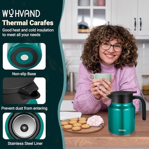 Stainless Steel 27Oz Thermal Coffee Carafe - Insulated, Dustproof, Perfect for Home/Party Use, Keeps Hot/Cold, Silver Fi