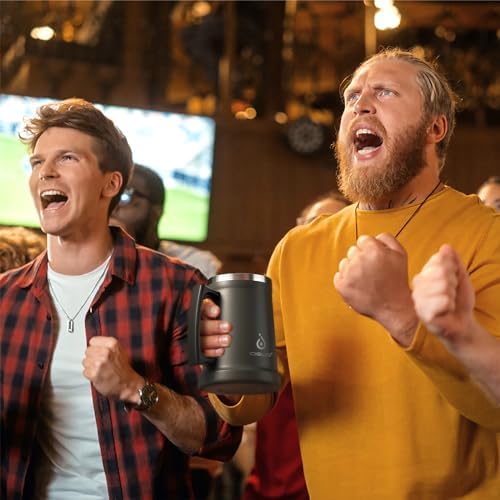 Ideus Insulated Beer Stein - 24oz Double Walled Stainless Steel Mug for Cold Drinks - Perfect for Parties and Outdoor Ga