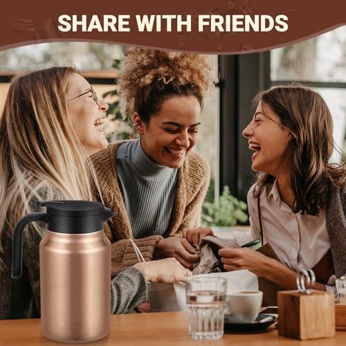 Stainless Steel 27Oz Thermal Coffee Carafe - Insulated, Dustproof, Perfect for Home/Party Use, Keeps Hot/Cold, Silver Fi