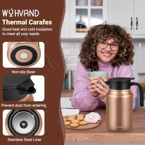 Stainless Steel 27Oz Thermal Coffee Carafe - Insulated, Dustproof, Perfect for Home/Party Use, Keeps Hot/Cold, Silver Fi