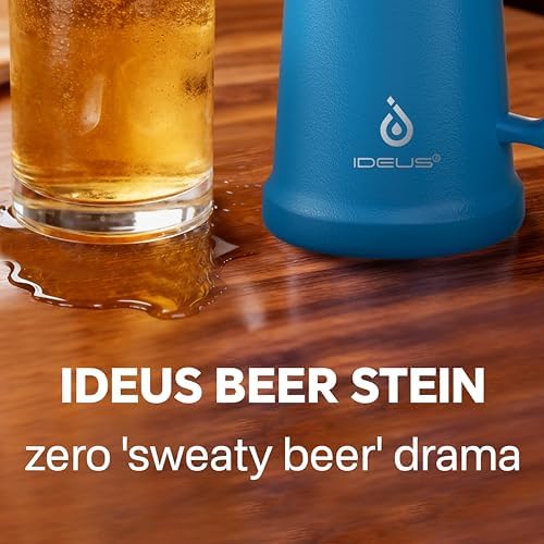 Ideus Insulated Beer Stein - 24oz Double Walled Stainless Steel Mug for Cold Drinks - Perfect for Parties and Outdoor Ga
