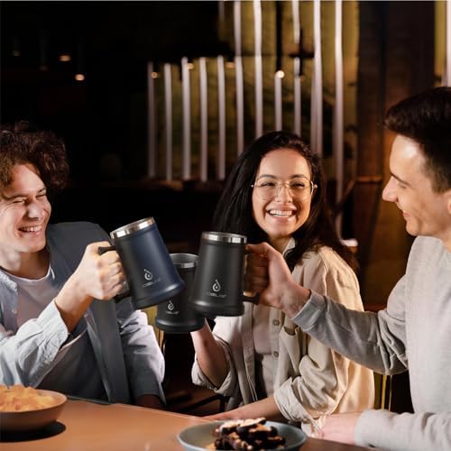 Ideus Insulated Beer Stein - 24oz Double Walled Stainless Steel Mug for Cold Drinks - Perfect for Parties and Outdoor Ga