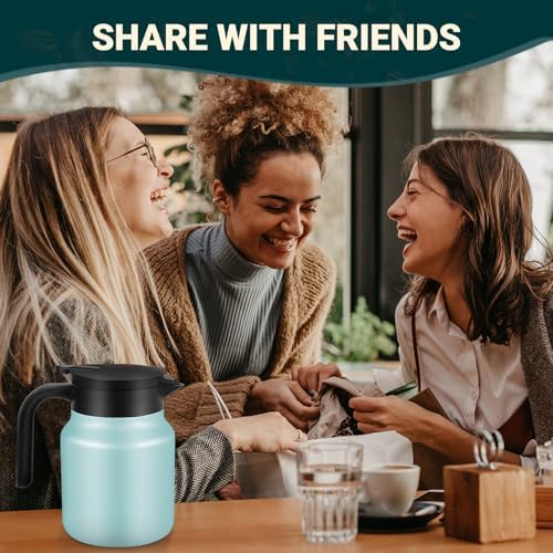 Stainless Steel 27Oz Thermal Coffee Carafe - Insulated, Dustproof, Perfect for Home/Party Use, Keeps Hot/Cold, Silver Fi