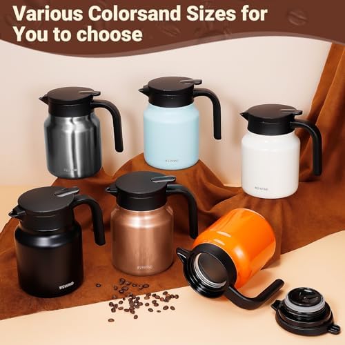 Stainless Steel 27Oz Thermal Coffee Carafe - Insulated, Dustproof, Perfect for Home/Party Use, Keeps Hot/Cold, Silver Fi