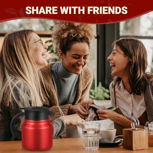 Stainless Steel 27Oz Thermal Coffee Carafe - Insulated, Dustproof, Perfect for Home/Party Use, Keeps Hot/Cold, Silver Fi